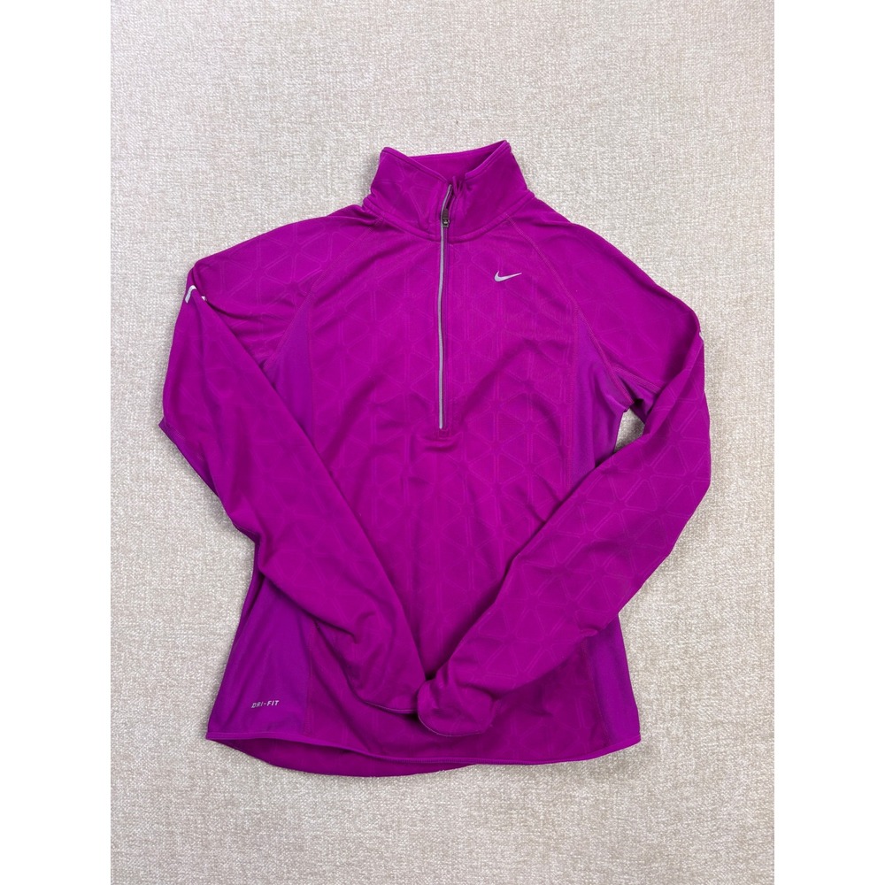Nike Running Dri-FIT Magenta Purple Geometric Half Zip Pullover Womens Large